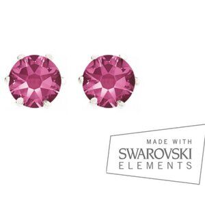 2 CTW ROSE Stud Earrings - Sterling Silver Overlay - Swarovski Crystal Element